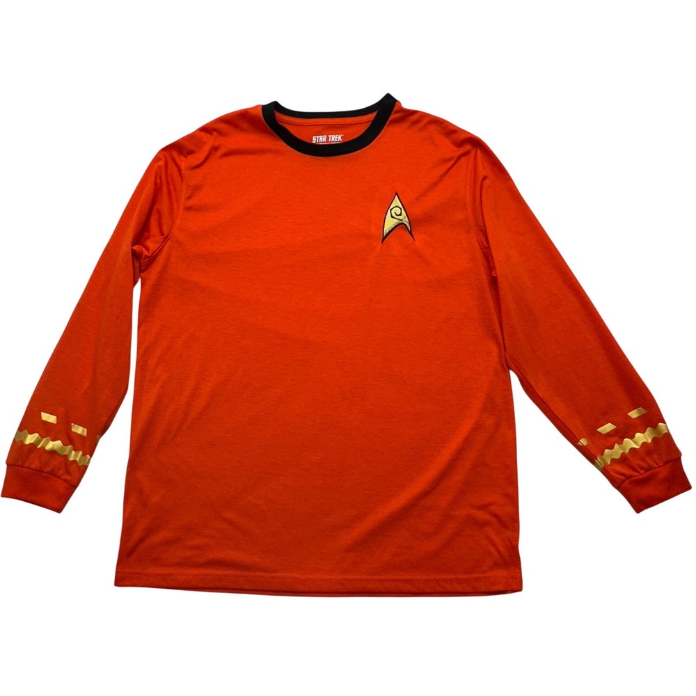 Star Trek Uniform Long Sleeve T-Shirt Orange Men Large Tricorder Sci‎ Fi Cosplay